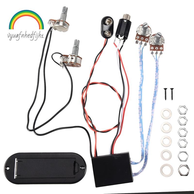 2 Bandas Ativo Baixo Guitarra EQ Equalizador Pré-Amplificador Circuito Captador Preto