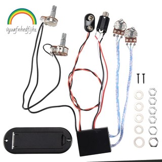 2 Bandas Ativo Baixo Guitarra EQ Equalizador Pré-Amplificador Circuito Captador Preto