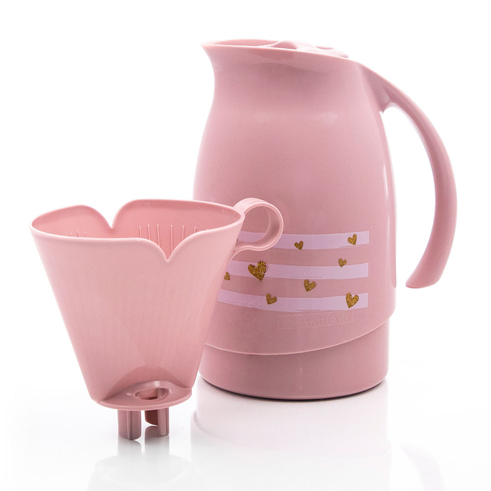 Kit Bule Garrafa Térmica 700ml Filtro 102 Coador Rosa Sanremo em Oferta na Shopee