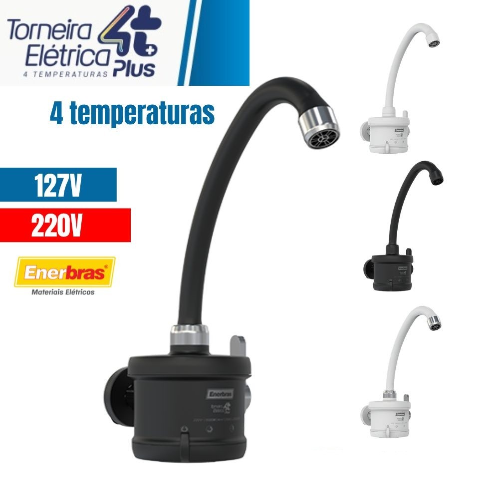 Torneira Parede Elétrica Cozinha 4 Temperaturas Acabamento Branco 127v / 220v Enerbras em Oferta na Shopee