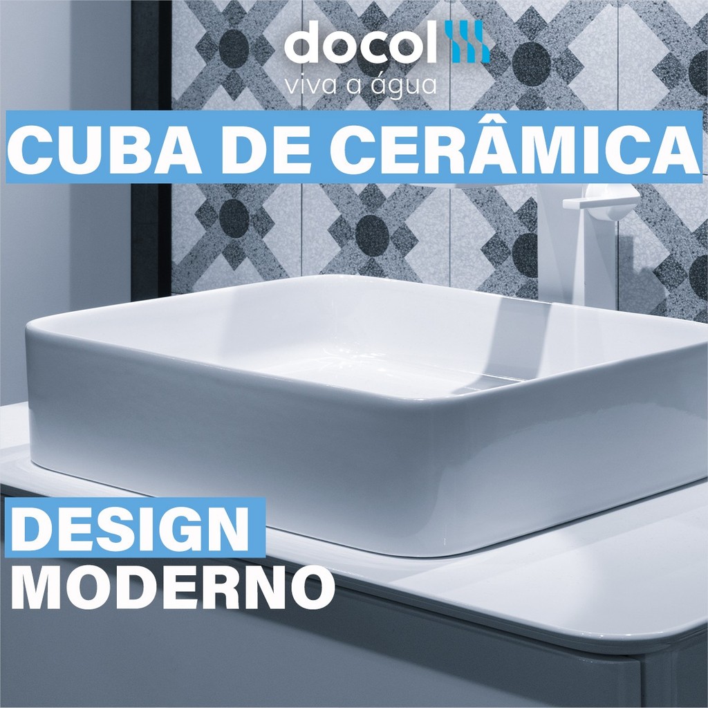 Cuba Pia De Apoio Para Banheiro Em Cerâmica Branca Brilhante 400x128x350mm
