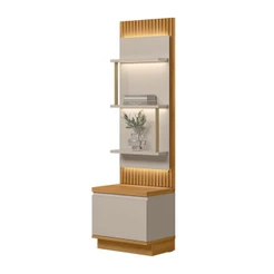 Estante para Livros Ouro Preto 1 Porta 3 Prateleiras Ripado Tauari/Off White Fosco - Linea Brasil