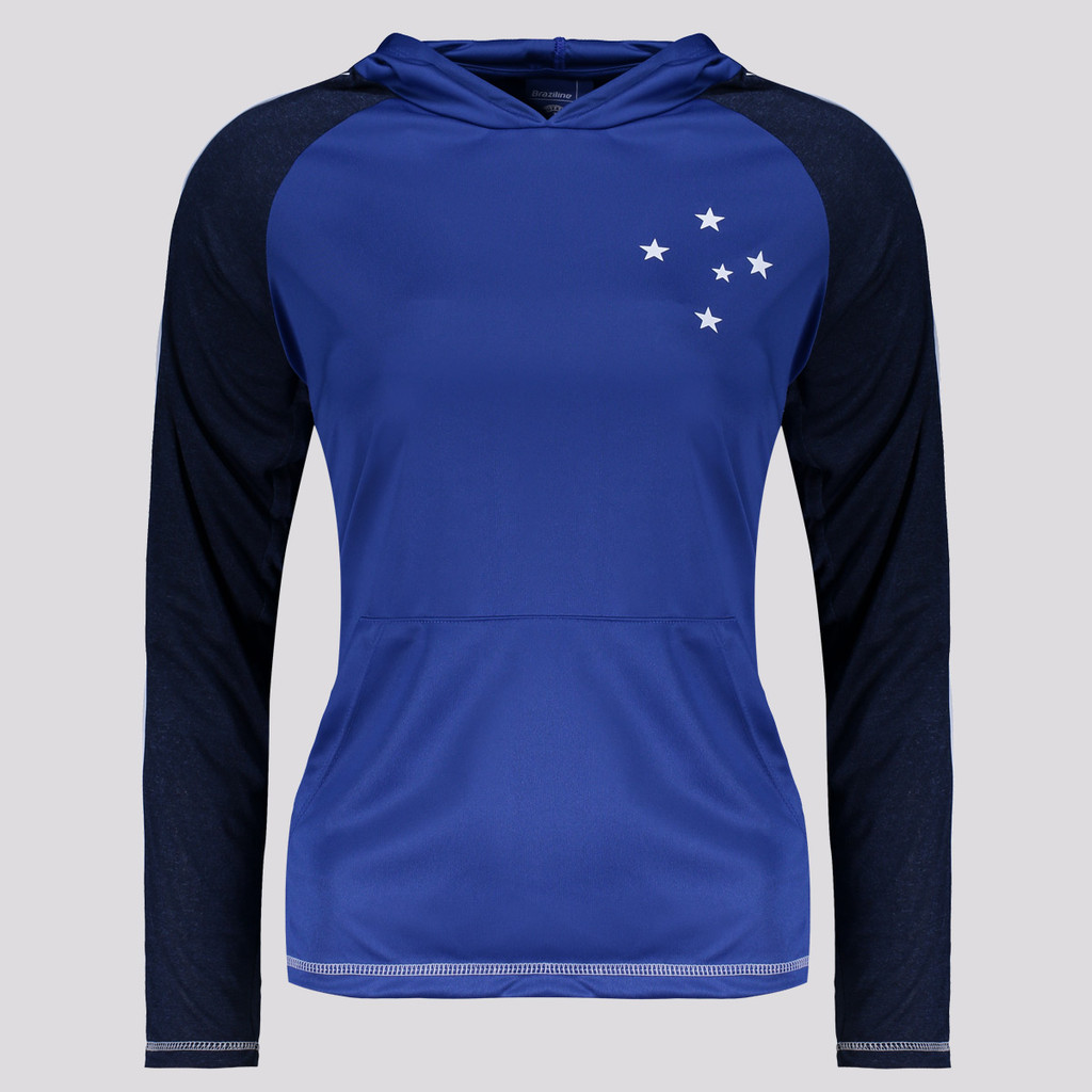 Camisa Manga Longa Cruzeiro Laçado Feminina Azul