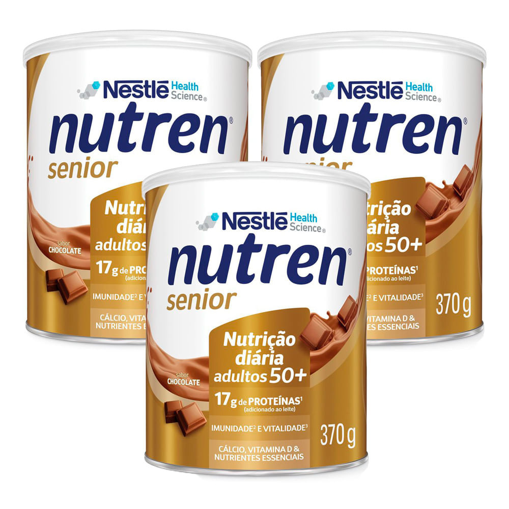 Kit 3 Nutren Senior Composto Lácteo Chocolate 370g - Food & Beverages