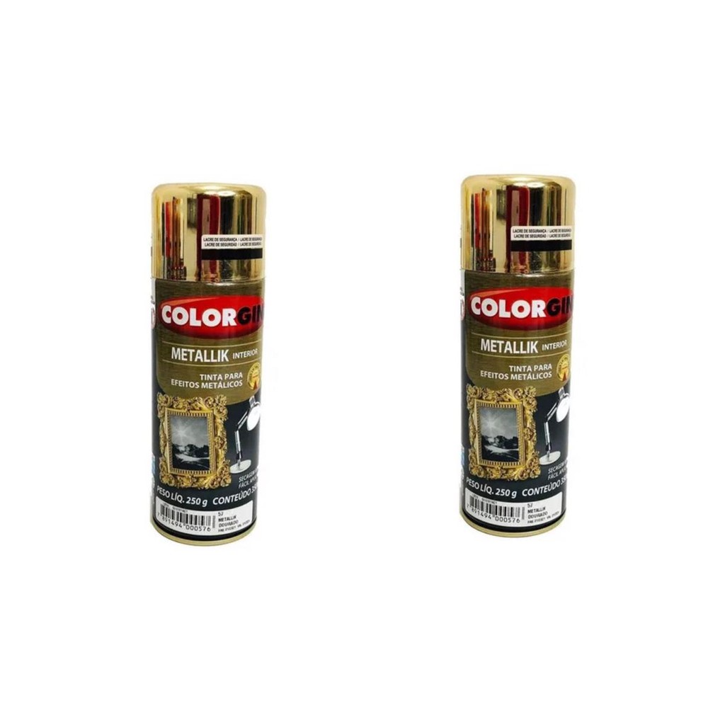 KIT 2 TINTA SPRAY METALLIK DOURADO COLORGIN