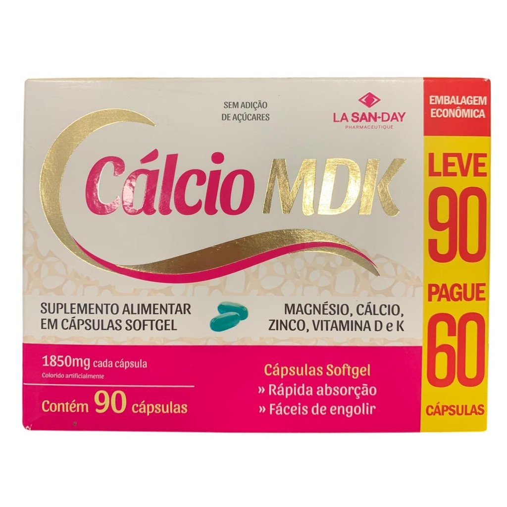 Suplemento Calcio Mdk Leve 90 Pague 60cps - La San Day