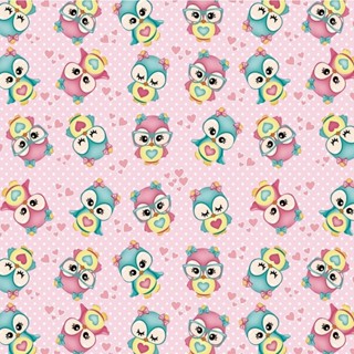 Tecido TRICOLINE MISTA Estampa Digital - Corujinhas rosinha em Oferta na Shopee