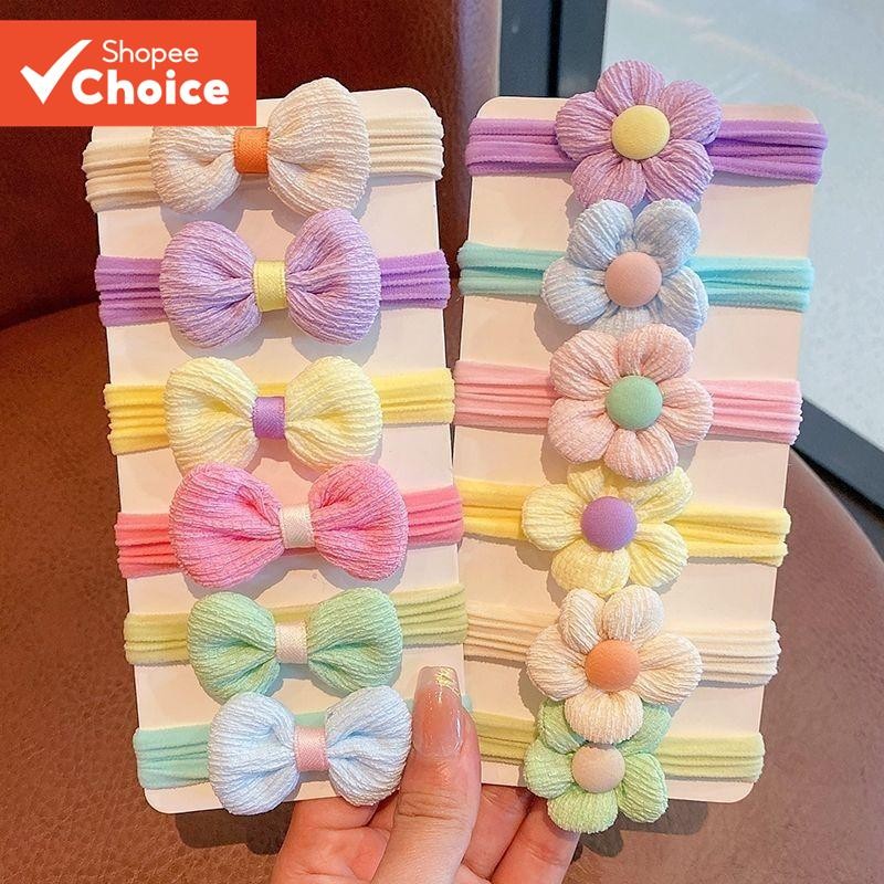 6 Pçs Laços De Cabelo Elásticos Altos Crianças Flor Arco Headbands Faixas De Toalha Macia ...