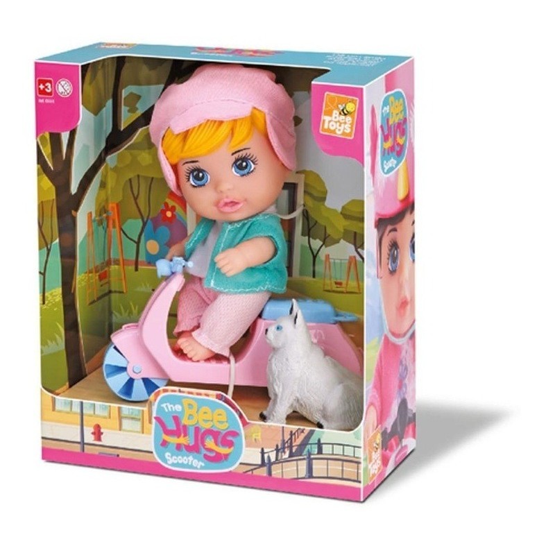 Boneca Mini Bee Hugs Scooter Gatinho E Moto Scooter Bee Toys