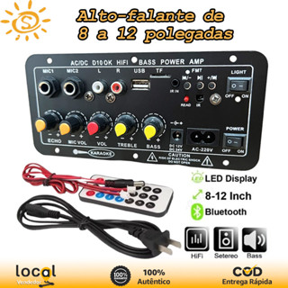 Placa Amplificadora Digital 110/220V 12V, 2 Microfones Karaoke + Subwoofer, DIY Home Theater Party em Oferta na Shopee