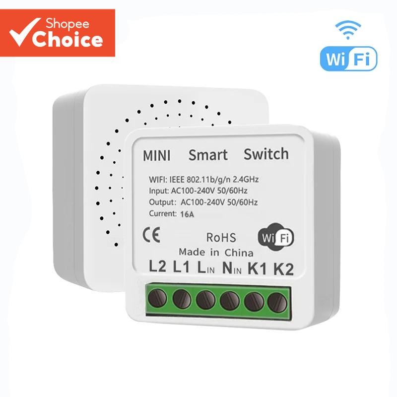 WiFi Mini DIY Smart Switch 10A/16A APP Luz Remota Funciona Para Alexa Google Com Tuya