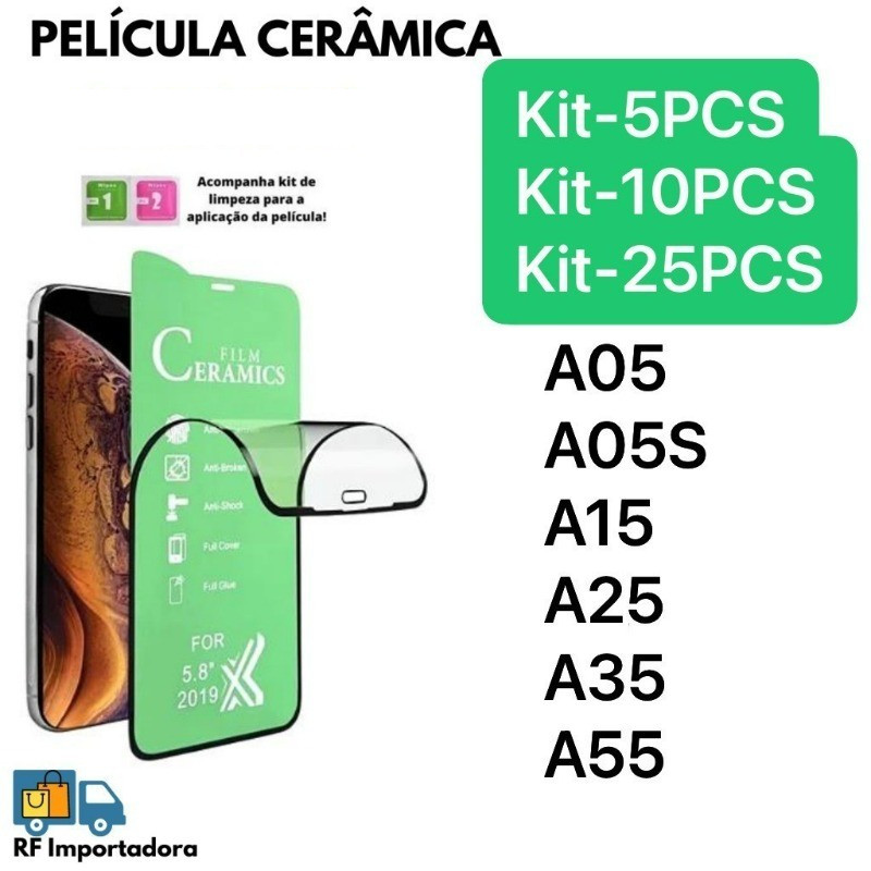Película Cerâmica Samsung com 5Pcs/10Pcs/25Pcs Flexível 3D/9D SAM A05 A05S A15 A25 A35 A55