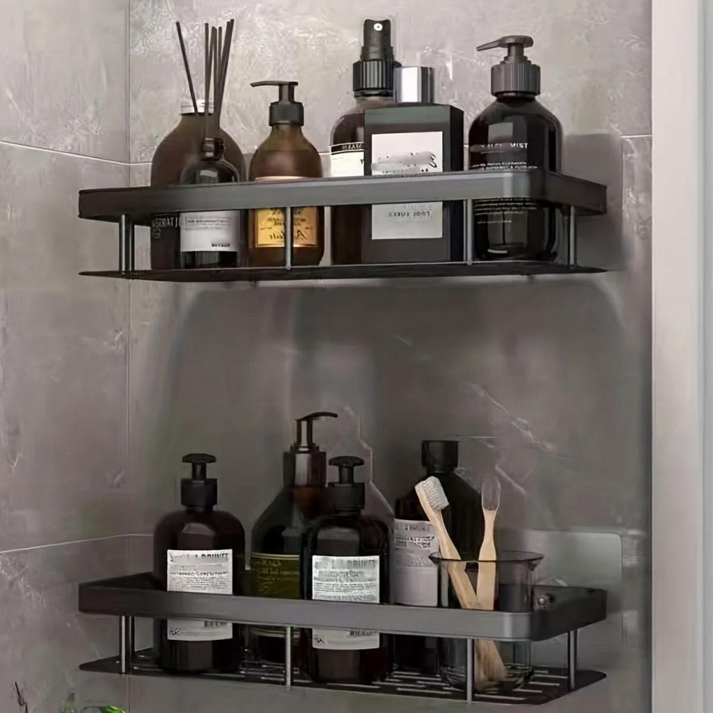 KIT Suporte De Shampoo Organizador Prateleiras De Banheiro Sem Furo Premium-Space Aluminiu...