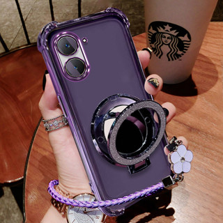 Invólucro Redmi A5 caso de telefone à prova de choque espelho titular magnético flor pulseira caso translúcido proteção em Oferta na Shopee