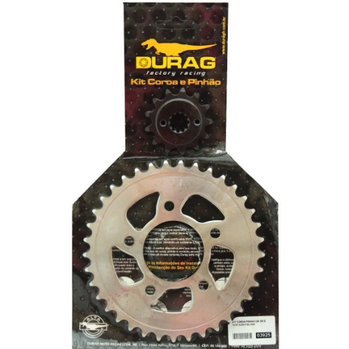 KIT COROA E PINHÃO DURAG HONDA CB 300R 2010 A 2015 13/37 520 AÇO 1045