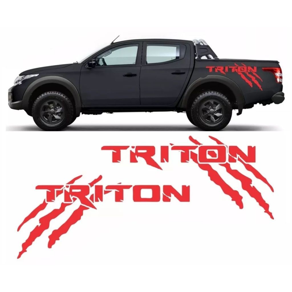 Adesivos L200 Triton Faixa Lateral Garra Personalizado Vermelho Mt5