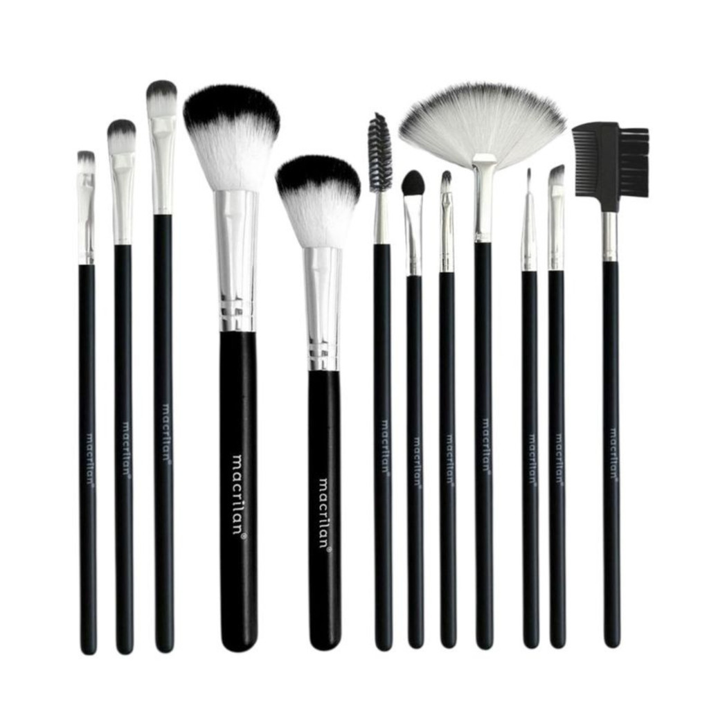 Kit 12 pinceis Para Maquigem Completo Acompanha Estojo Macrilan