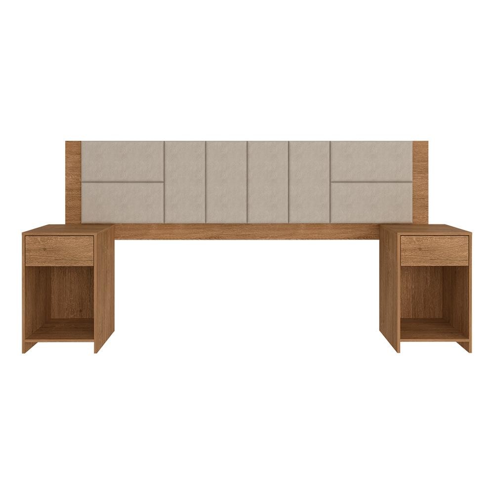Cabeceira Estofada Para Cama Queen Dubai Carv/bege - M. Arapongas em Oferta na Shopee