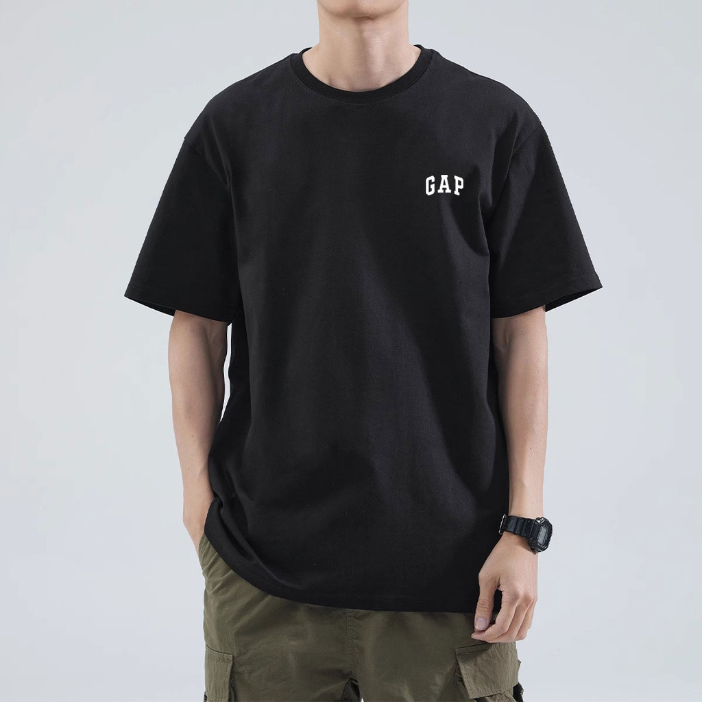 Gap Verão Puro Algodão Manga Curta Camiseta Masculina E Feminina Novo Estilo Casual Solto Em Torno Do Pescoço Meia Marca