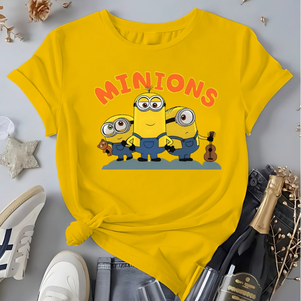 Camiseta Femenina Desenho Os Minions Blusa 100%Algodão em Oferta na Shopee