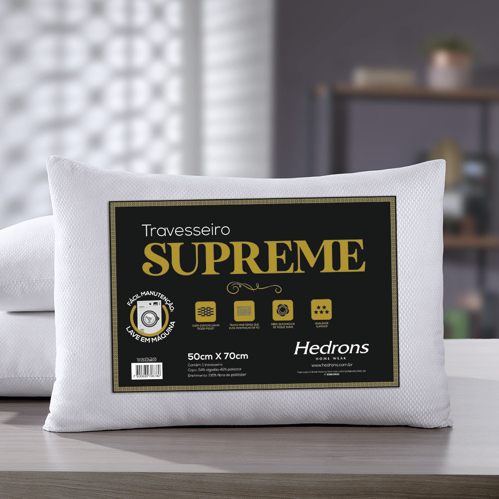 Travesseiro Suporte Firme Alto Supreme Tecido Piquet 50x70cm Conforto Qualidade Cama Branco Hedrons em Oferta na Shopee
