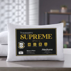 Travesseiro Suporte Firme Alto Supreme Tecido Piquet 50x70cm Conforto Qualidade Cama Branco Hedrons