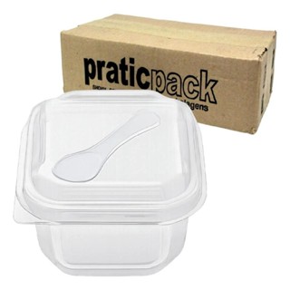100un Potinho P/ Bolo De Pote/Sobremesa Quadrado 150ml C/ Mini Colher em Oferta na Shopee