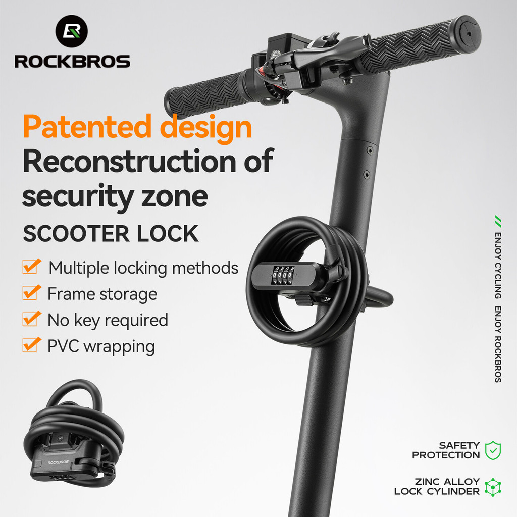 ROCKBROS Scooter Bloqueio Compacto Portátil Senha De Cabo De Aço Para Bicicleta Motocicleta Original em Oferta na Shopee