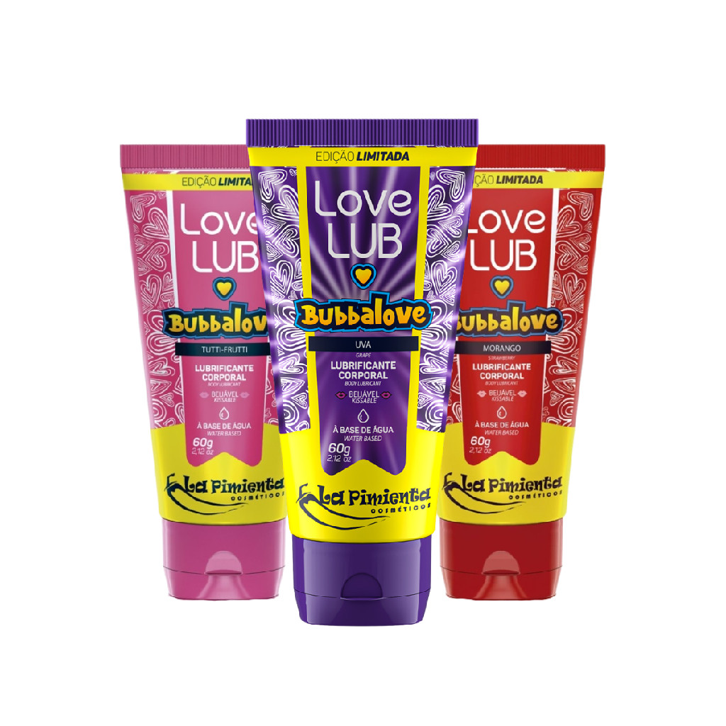 KIT 03 Lubrificante BUBBALOVE Morango/ Uva/ Tutti Frutti 60g em Oferta na Shopee