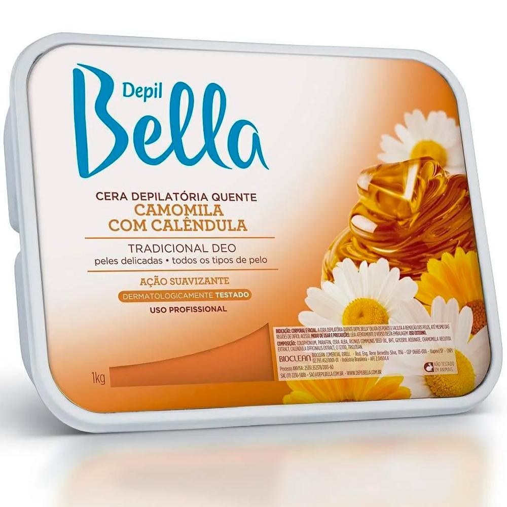 Depil Bella Cera Depilatória em Barra Camomila e Calêndula Tradicional Deo Ação Suavizante 1kg