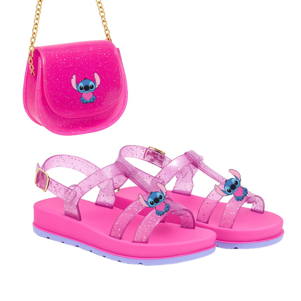 Kit Sandália Infantil Menina Stith com Bolsinha Elegante Confortável e Delicada - Rosa, Preto, Azul, Lilás, Branco em Oferta na Shopee