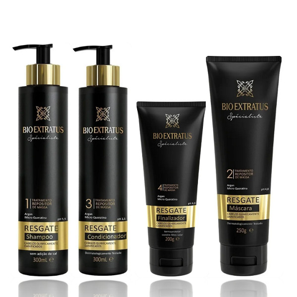 Bio Extratus Specialiste Resgate Shampoo e Condicionador 300ml mais Máscara 250g e Finalizador 200g em Oferta na Shopee
