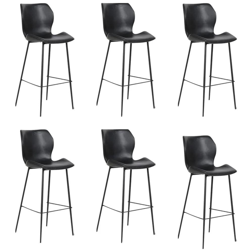 Kit 6 Banquetas Alta com Encosto para Bancada Cozinha Penha R02 Sintético Preto - Mpozenato