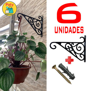 kit 1 a 6 Suporte para plantas plastico jardim vertical parede mão francesa em Oferta na Shopee