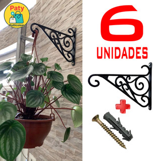 kit 1 a 6 Suporte para plantas plastico jardim vertical parede mão francesa