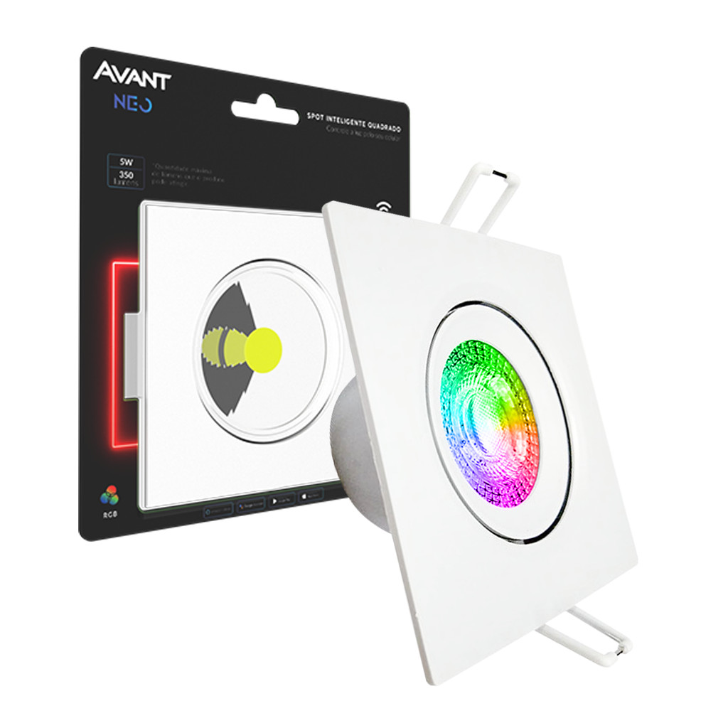 Spot Led Smart Inteligente Quadrado Emb 5w RGB Avant Neo - Home & Living
