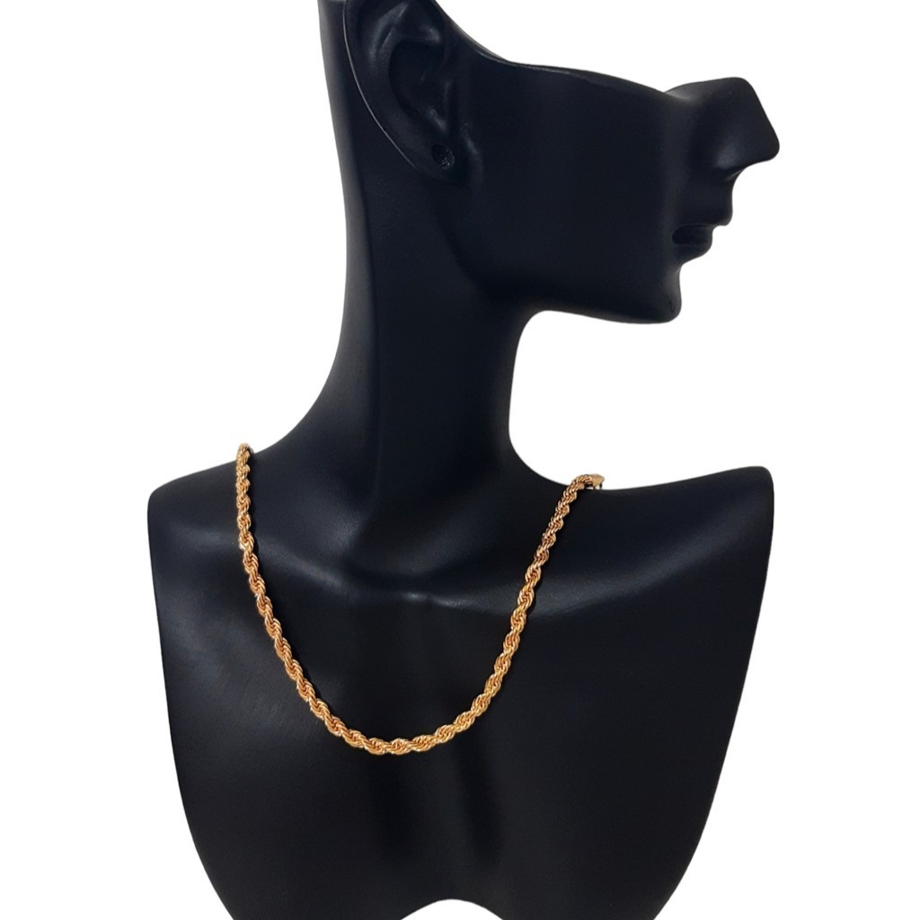 Colar Choker Dourada Cordão Baiano Folheada