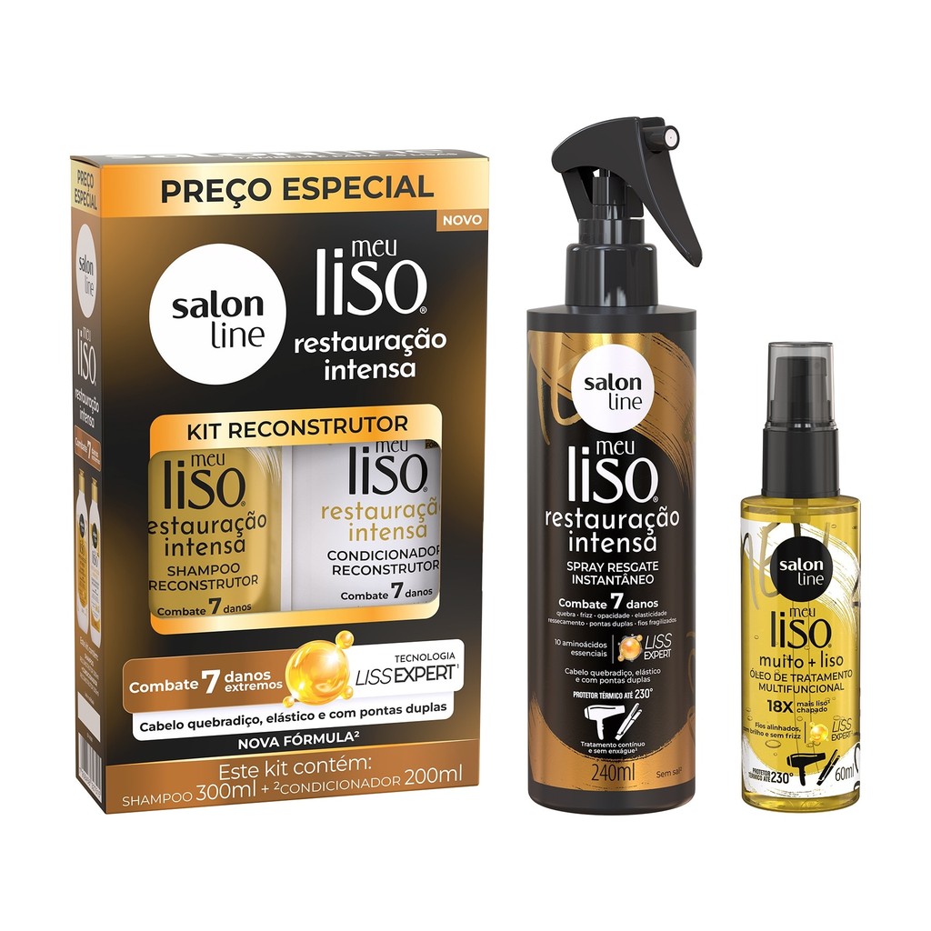 Kit Meu Liso Restauração Intensa com Spray e Óleo Multifuncional