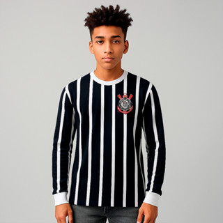 Camisa Corinthians Retrô Democracia Manga Longa Infantil Oficial em Oferta na Shopee