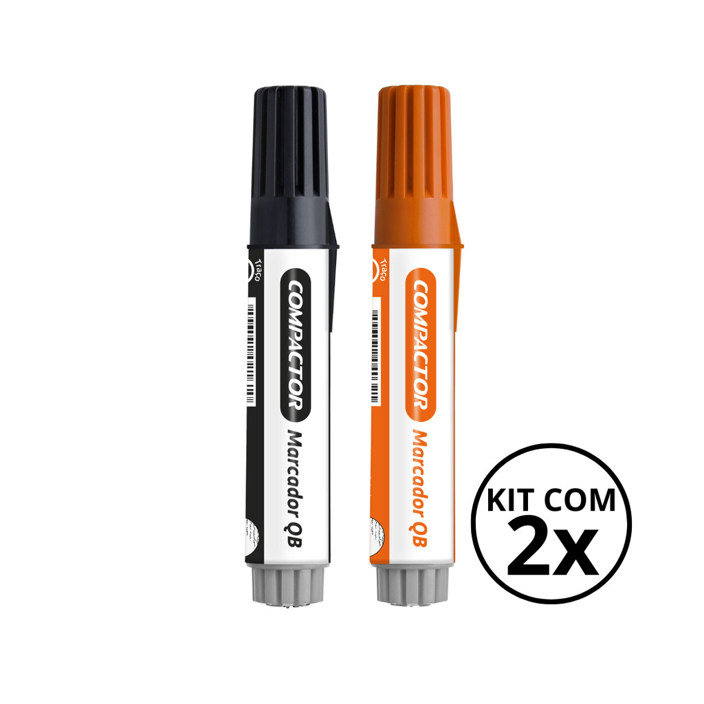 Kit com 2 Marcadores Para Quadro Branco - COMPACTOR COR:PRETO+LARANJA