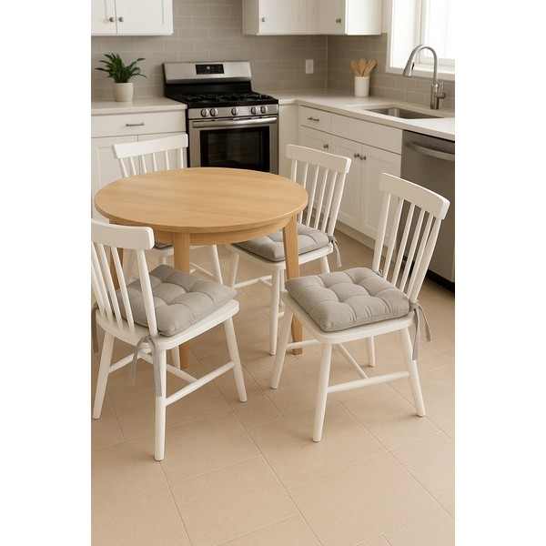 Kit Com 4 Almofada De Cadeira Futton Com Amarração 40x40cm - Prata