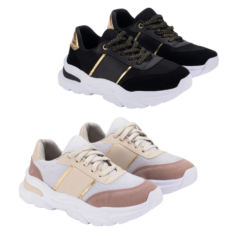 KIT 2 TENIS FEMININO CASUAL ESPORTIVO ACADEMIA LEVE E CONFORTAVEL ANTIDERRAPANTE