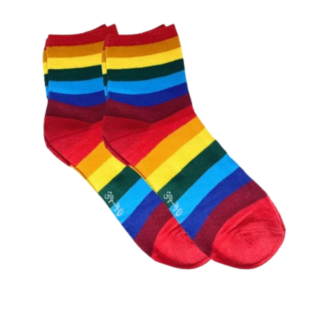1 - 2 - 3 Pares de Meias Arco-Íris Coloridas Curta - Infantil e Adulto 34 ao 40 em Oferta na Shopee