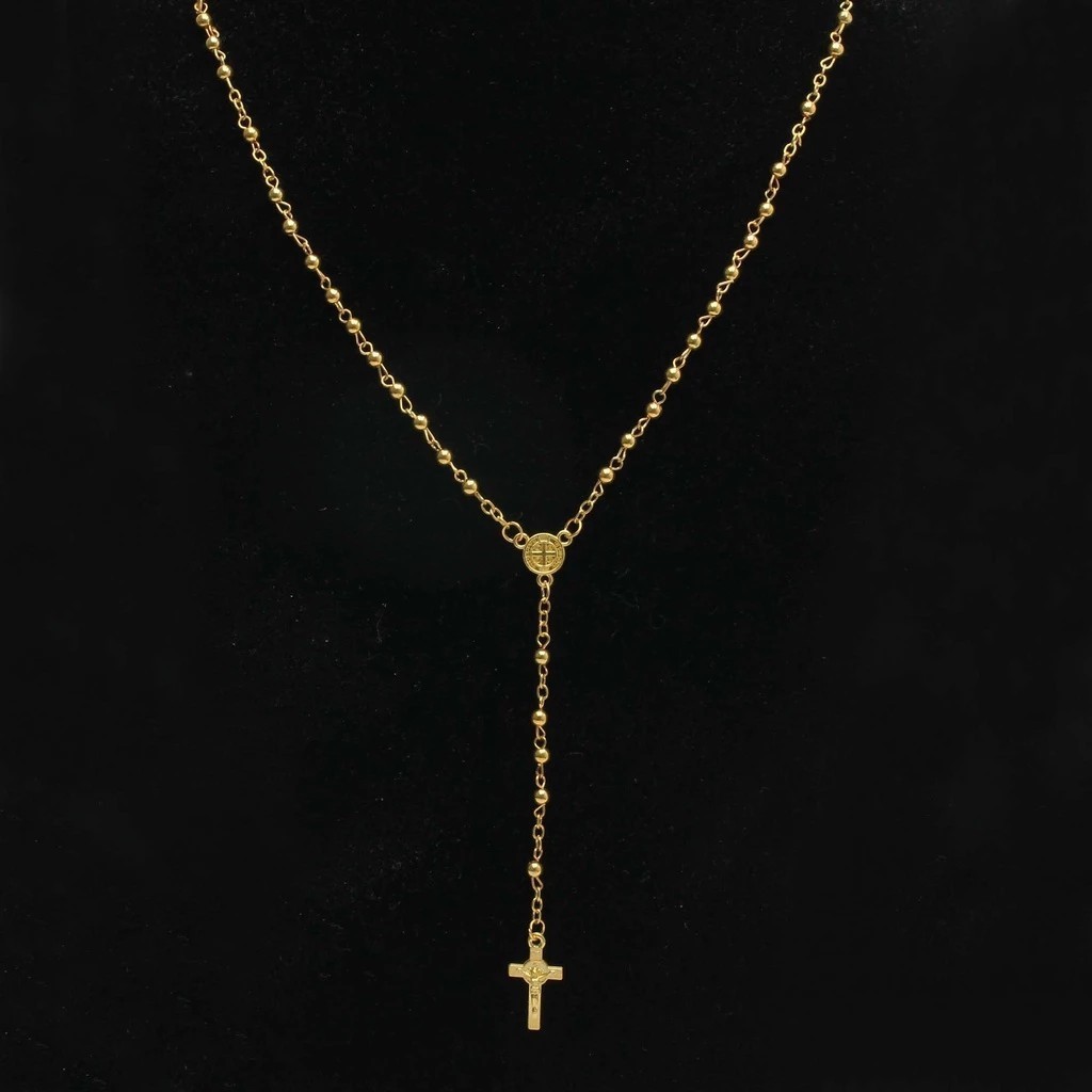 Corrente Cordão Masculino Terço Rosário Ouro/Prata Com Estojo em Oferta na Shopee