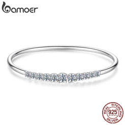Pulseira De Prata Esterlina 925 Bamoer Moissanite Ajustável Joias Elásticas Presentes Para Mulheres