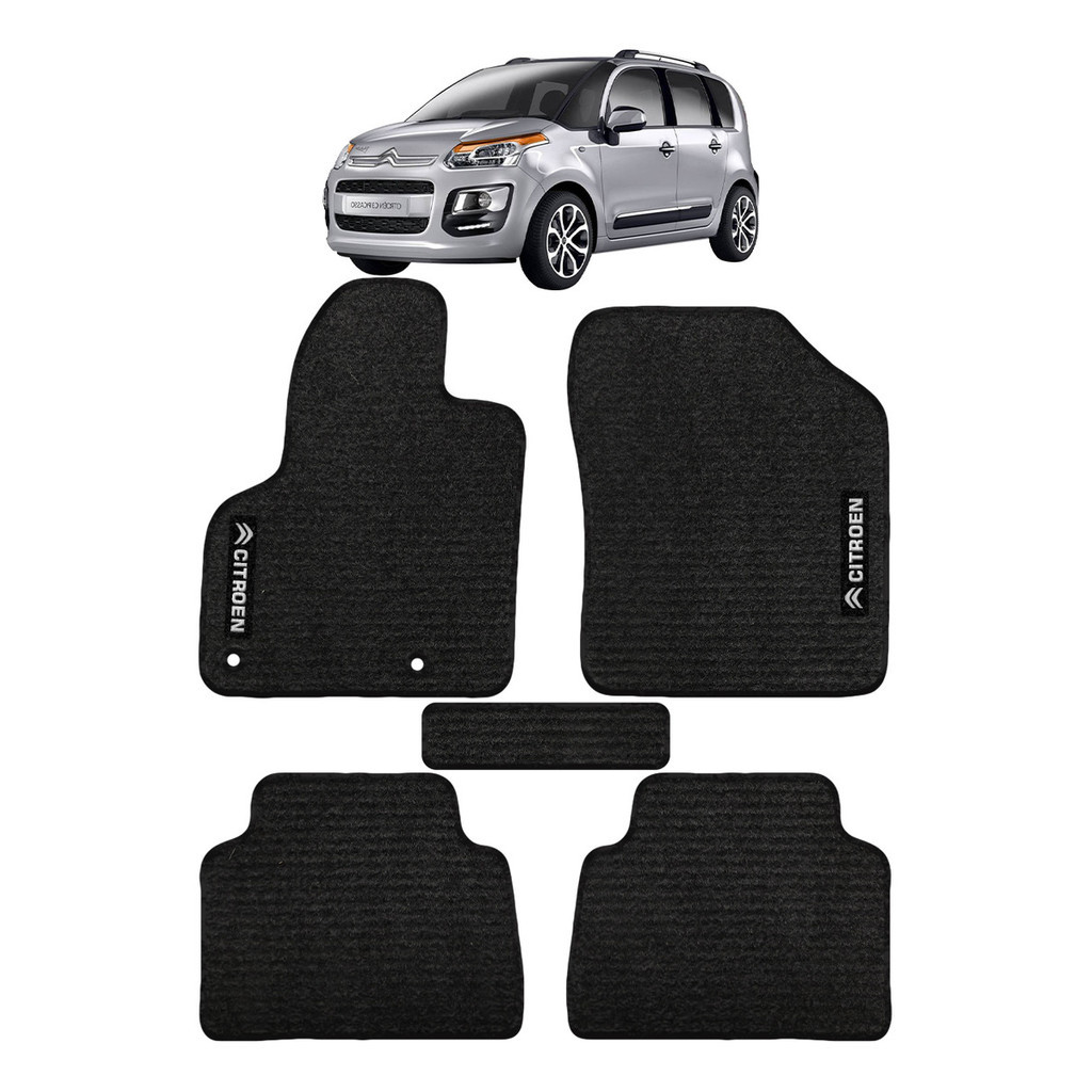 Kit de tapetes 5 peças específico C3 Picasso 2011 12 13 14 15 2016 Carpete Preto