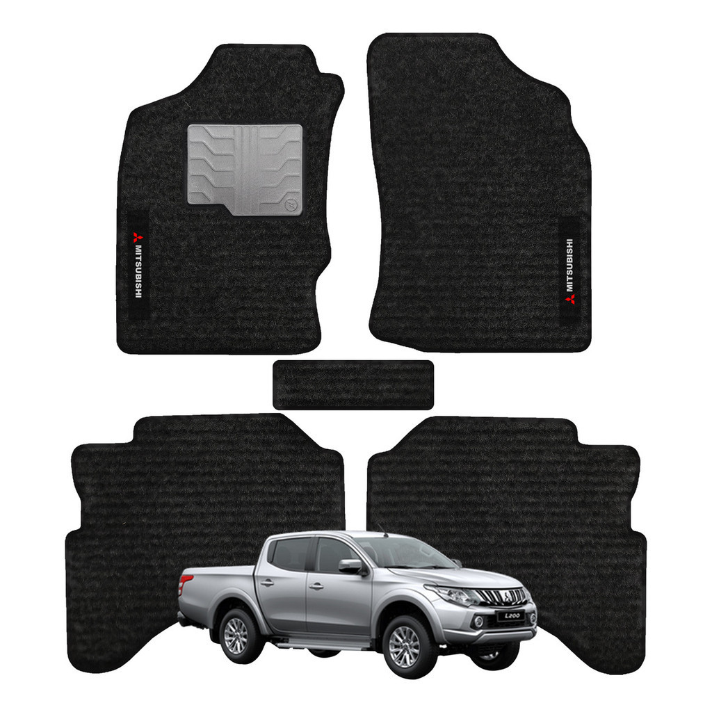 Kit de tapetes 5 peças específico L200 Triton 2000 01 02 ... 15 16 2017 Carpete Preto