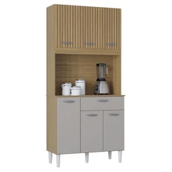 Cozinha Kit Cassia 6 Portas E 1 Gaveta Damasco Ripado Off White- Poquema