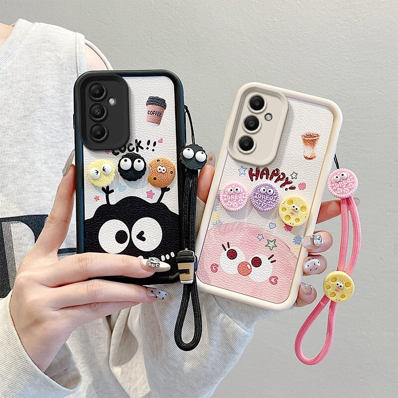 Capa De Couro De Silicone Adorável Amor Coração Labubu Para Samsung Galaxy A56 A55 A54 A53 A52 A52S A51 A50 A36 A35 A34 