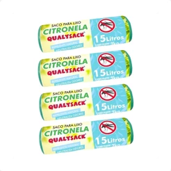 Saco De Lixo Pia e Banheiro com Aroma Citronela 240 Un - 15L